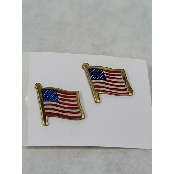 American Flag Label Pin Set of 2. Presidential Vintage Ballou - Picture 1 of 3